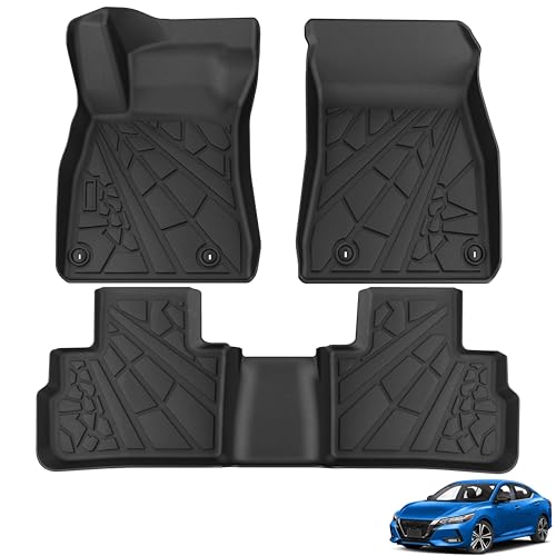 KARPAL Floor Mats for Nissan Sentra 2020-2025,TPE Rubber All Weather Protection Floor Liners Sentra Accessories Car Mats, Front & 2nd Row - style: 2020-2025 | For Nissan Sentra | 1st & 2nd Row