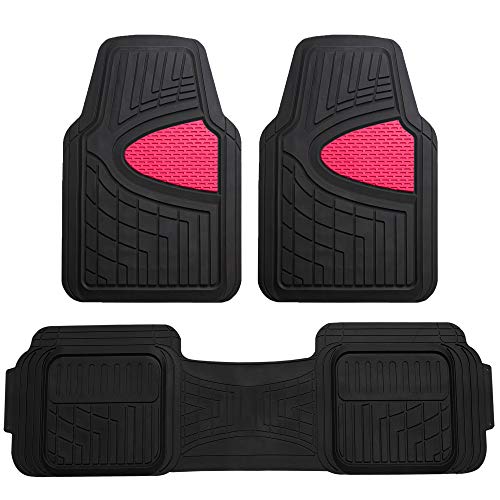 New Title: FH Group Car Floor Mats - Heavy-Duty Rubber Floor Mats for Cars, Universal Fit Full Set, Trimmable Automotive Floor Mats, Climaproof Floor Mats for Most Sedan, SUV, Truck Floor Mats Pink - color: Pink
