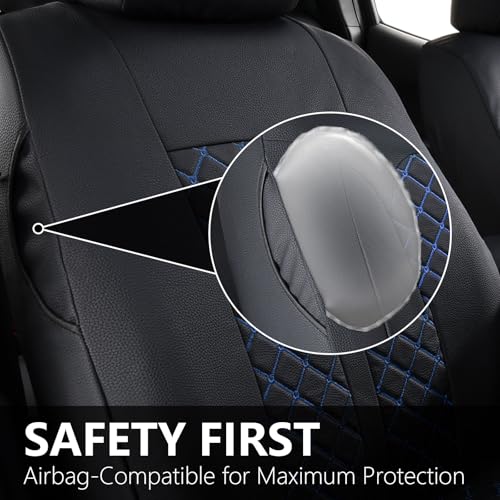 Truckiipa Tacoma Leather Seat Covers Front Pickup Truck Seat Covers Custom Fit for 2005-2015 Toyota Tacoma Double Crew Cab, Front Pair, Black&Blue - color: Front Pair/Black&Blue, size: Tacoma 2005-2015