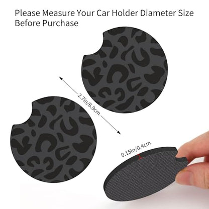 Black Leopard Print Steering Wheel Cover for Women,Universal 14-15 Inch Anti-Slip Breathable with 2 Pieces Car Coasters Cheetah Animal Print Car Wheel Cover Accessories - color: Leopard Black