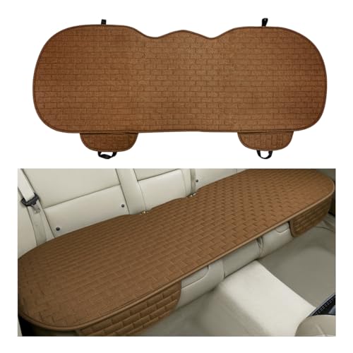 Back Car Seat Cover, Anti-Slip Breathable Linen Bottom Seat Protector Covers with Storage Pockets, Long Rear Seat Cushion Pad for Most Cars SUVs Truck Van (Brown) - color: Brown, size: Back