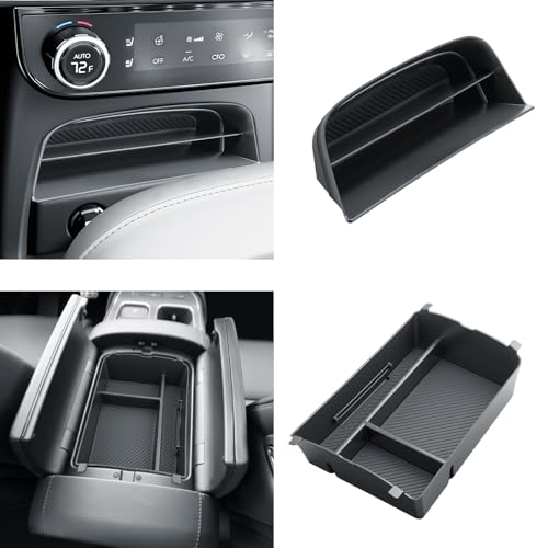 BIBIBO 2Packs for 2026 Hyundai Palisade Center Console Organizer 2026 Hyundai Palisade Calligraphy Insert Console Tray 2026 Palisade Organizer Shelf 2026 Palisade (ONLY FIT Palisade Calligraphy) - color: Black-(Single layer+Insert shelf)