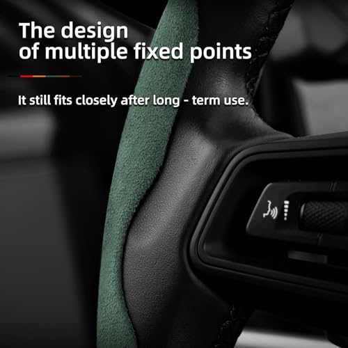 Suede Thin Car Steering Wheel Cover, 2 Piece, Suitable for Round and D Shaped Steering Wheels, Green - color: Green, size: 2pcs: Fits Round/D-Shaped Steering Wheels
