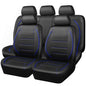 CAR PASS Universal FIT Piping Leather Car Seat Cover, for suvs,Van,Trucks,Airbag Compatible,Inside Zipper Design and Reserved Opening Holes (Full Set, Black and Blue) - color: Blue Black