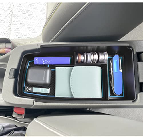 Center Console Organizer Tray Compatible with Chevy Bolt EUV Bolt EV Accessories 2022-2023 Interior Secondary Armrest Storage Glove Box Divider ABS Material, Customized Design, Blue