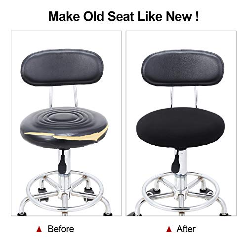 Tatuo Round Bar Stool Seat Covers Washable Stool Cushion Slipcover Elastic Bar Chair Covers for 14-17 Inch Chair (Black,4 Pieces) - color: Black