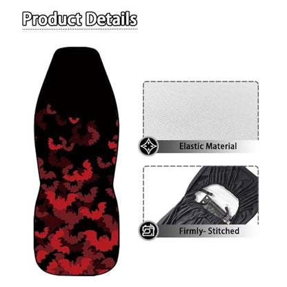 INSTANTARTS Spider Web 2 Piece Front Car Seat Covers Universal Vehicle Seats Cushions Comfort Car Seat Covers - color: Bat