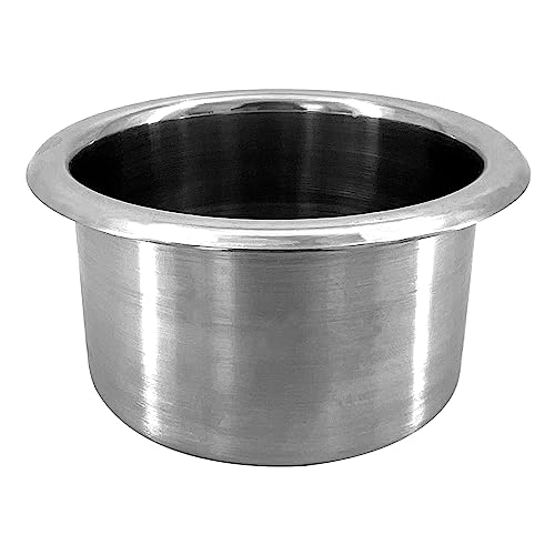 ISURE MARINE 2Pcs 3" Stainless Steel Drop-in Anti-Spill Cup Holder with Non-Slip Washer,Heavy Duty Poker Table Cup Holder Inserts Fits Standard Soda Can for Desk, Boats, RV Cars & Trucks