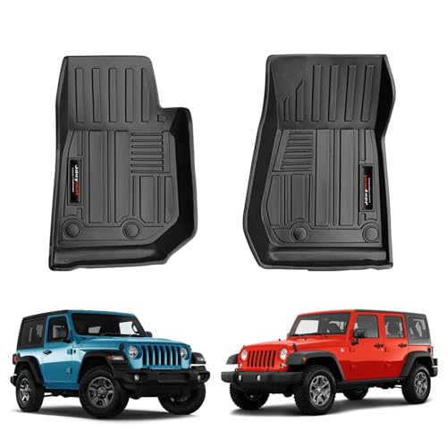 Custom Fit Floor Liners for 2007-2018 Jeep Wrangler 4-Door, Wrangler JK 2-Door Front Floor Mats All Weather TPE Rubber Accessories (Set of 2 Mat) - color: for Jeep Wrangler JK Front Floor Mats