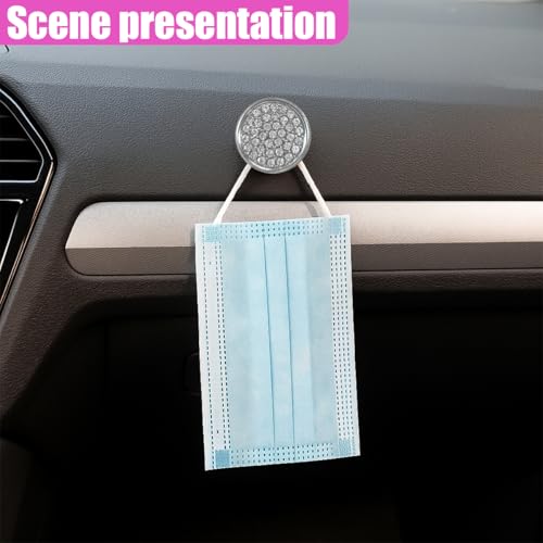 YoRise 4PCS Bling Car Hooks, Crystal Rhinestone Car Storage Hook with Self-Adhesive Backing, Multi-Function Dashboard Hooks, Hanging Mini Hook for Vehicle Cable Keys Sunglasses Hat (White) - color: White