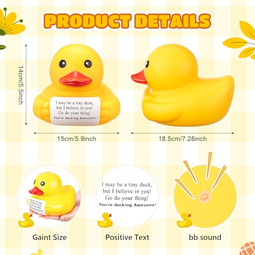 Civaner 7 Inch Emotional Giant Rubber Duck with Positive Message Thank You Gifts Motivational Rubber Duck Gift for Desk, Office, Home Decor Graduation(I Believe in You) - style: I Believe in You