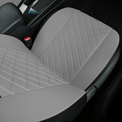 GIANT PANDA Front Seat Covers for Bucket Seats, Faux Leather Seat Covers Universal for Most Cars SUV and Mini Van (Grey) - color: Grey