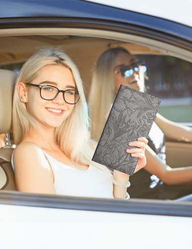 Mymazn Car Registration and Insurance Holder, PU Leather Glove Box Car Organizer with Magnetic Closure, Car Document Holder for Driver's License & Essential Documents (Dark Grey) - color: Dark Grey