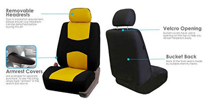 FH Group Flat Cloth Full Set Car Seat Covers Three Row 7 Seater - Universal Fit for Cars, Trucks & SUVs Yellow - color: Yellow