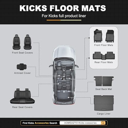 AOMSAZTO Floor Mats & Seatback Mats & Cargo Mat Fit for Nissan Kicks 2025-2026 (Not Fit AWD & 2025 Kicks Play) All Weather 3D Protection Heavy Duty | 6-pc, Black - style: 8)2025 Kicks Floor Mats & Cargo Mats & Backrest Mat