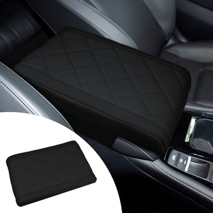 Hovom Car Center Console Armrest Pillow, 12.6"×7.87"×1.97" Leather Arm Rest Cover for Cars, Soft Comfortable Auto Armrest Cushion Pad, Vehicle Middle Console Cover, Car Accessories (Black) - color: Black