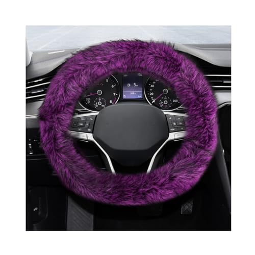 Fluffy Steering Wheel Cover, 15 Inch Soft Microfiber Plush Steering Wheel Decoration, Winter Warm Fuzzy Car Wheel Covers Anti-Slip Protector for Women Men, Car Accessories (Purple) - color: Purple