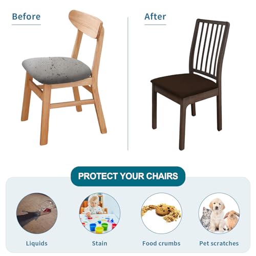 KRFOONN Waterproof Seat Covers for Dining Room Chairs Set of 4 with Bench Cover Washable Dining Chair Covers Removable Kitchen Chair Cushion Slipcovers Protector, A2 - color: Color A2