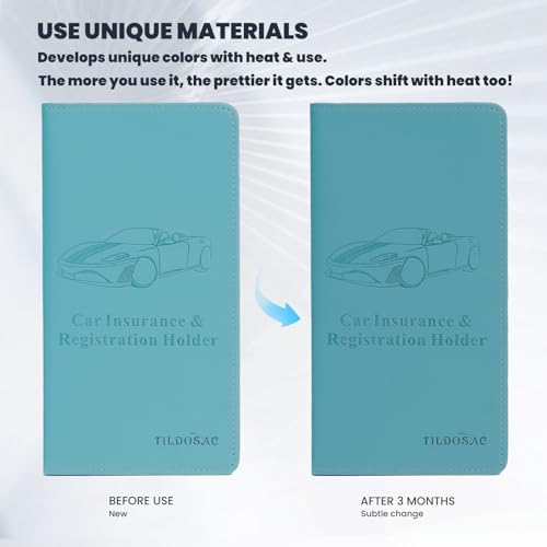 Car Registration & Insurance Card Holder Leather Auto Glove Box Organizer Document Wallet with Magnetic Shut - color: Blue-Upgraded