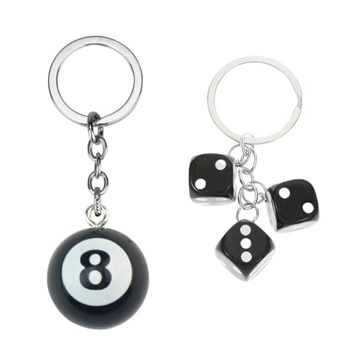 8 Ball Bag Charm and Dice Keychain Set Creative Cute Keychain for Gifts - color: 8 Keychain