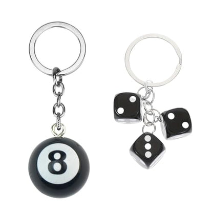 8 Ball Bag Charm and Dice Keychain Set Creative Cute Keychain for Gifts - color: 8 Keychain