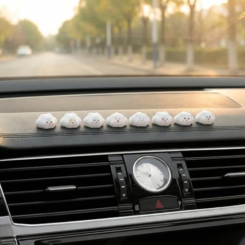 Cloud Car Interior Accessories Dashboard Decorations, Set of 8, Fairy Garden Landscape Style, Rearview Mirror Ornament for Women (White Clouds) - color: White Clouds