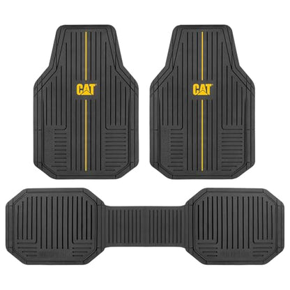 CAT® Signature™ Heavy-Duty 3-Piece All Weather Floor Mats for Cars, Trucks & SUVs – Trim-to-Fit Rubber Car Mats Full Set, Waterproof Automotive Floor Mats, Interior Accessories & Car Rug Protection