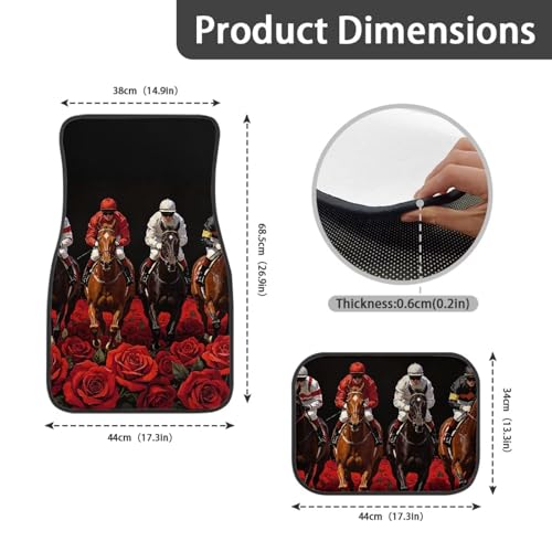 Rose Horse Printed Full Set Auto Front & Rear Floor Pad Washable Anti Dirty Vehicle Foot Pads - color: Rose Horse