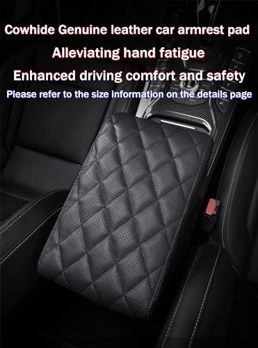 Car Center Console Cover/pad Genuine Leather,Universal Armrest mat, Adjust driving posture Cushion,Protector box,Memory Foam,Real cowhide,Relieves shoulder/arm fatigue,boosting driving safety - size: sizeB 14 x 8 x 2.2 inch(midsize cars and SUVs)