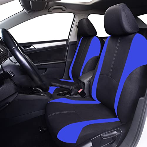 AICEL 9 Piece Car Seat Covers Full Set, Front and Rear Split Bench Auto Seat Protectors, Two-Tone Washable Automotive Seat Covers Universal Fit for Most Cars, Sedan, Truck, SUV - color: Blue