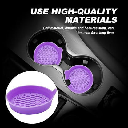4-Pack Universal Cup Holder Coasters, Black Silicone Inserts - Keep Your Car Clean with Non-Slip & Spill-Proof Coasters for All Vehicles (Purple) - color: Purple