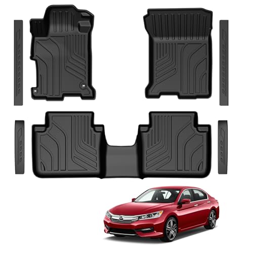 Floor Mats for 2013-2017 Honda Accord Sedan (Not for Vinyl Floors), TPE All Weather Durable Floor Liners Door Sill Guards for Accord Accessories - size: 2013-2017 | For Honda Accord
