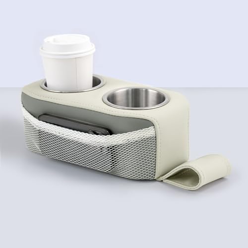 Pontoon Cup Holder,Boat Seat Cup Holder,Double Drink Holder,Portable Cup Beverage Mobile Phone Holders for Pontoon Boat Sofa,RV Couch,Car Back Seat(White&Gray) - color: White&Gray