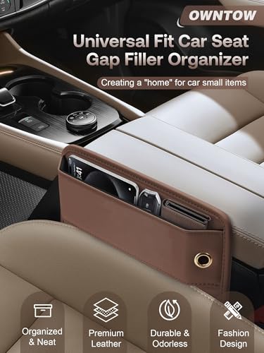 Premium Leather Car Seat Gap Filler Organizer (0.2”-1.2" Gaps), Clever Gifts for Car SUV Truck Owners (Brown, 1 Pack) - color: 03 Brown, 1 Pack