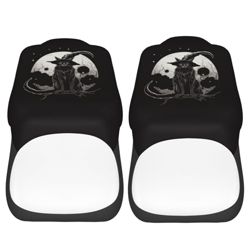 Dujiea Black Cat with Pointy Witch Hat Car Front Seat Covers 2 Pcs Universal Auto Seat Covers Front Seats Only, Vehicle Bucket Seat Protectors Fit for Most Car SUV Sedan and Truck - color: Black Cat With Pointy Witch Hat