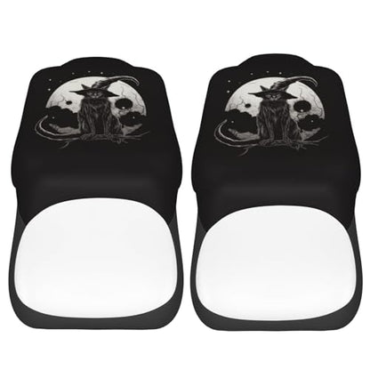 Dujiea Black Cat with Pointy Witch Hat Car Front Seat Covers 2 Pcs Universal Auto Seat Covers Front Seats Only, Vehicle Bucket Seat Protectors Fit for Most Car SUV Sedan and Truck - color: Black Cat With Pointy Witch Hat