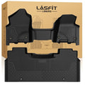 LASFIT Floor Mats for Ram 1500 Crew Cab 2019-2024 Bench Seat (NOT for Bucket/Classic Model/Quad Cab) with Rear Under-Seat Storage 4 Full Size Doors, All Weather TPE Custom Fit 1st & 2nd Row, Black - style: 1) 1500 | 2019-2024 |Crew Cab with Storage Bench