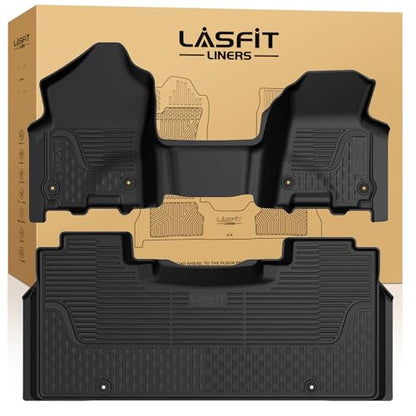 LASFIT Floor Mats for Ram 1500 Crew Cab 2019-2024 Bench Seat (NOT for Bucket/Classic Model/Quad Cab) with Rear Under-Seat Storage 4 Full Size Doors, All Weather TPE Custom Fit 1st & 2nd Row, Black - style: 1) 1500 | 2019-2024 |Crew Cab with Storage Bench