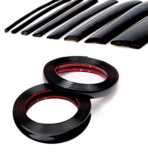 16Ft Glossy Black Automotive Car Exterior and Interior Molding Trim Universal Bumper Window Door Body Side Decorative Strip Scratch-Proof (Width: 1/2inch（12mm）) - size: 1/2 inch wide