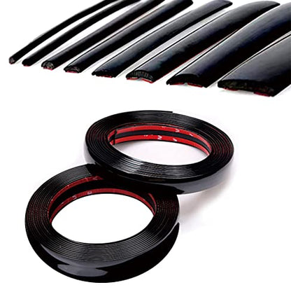 16Ft Glossy Black Automotive Car Exterior and Interior Molding Trim Universal Bumper Window Door Body Side Decorative Strip Scratch-Proof (Width: 1/2inch（12mm）) - size: 1/2 inch wide