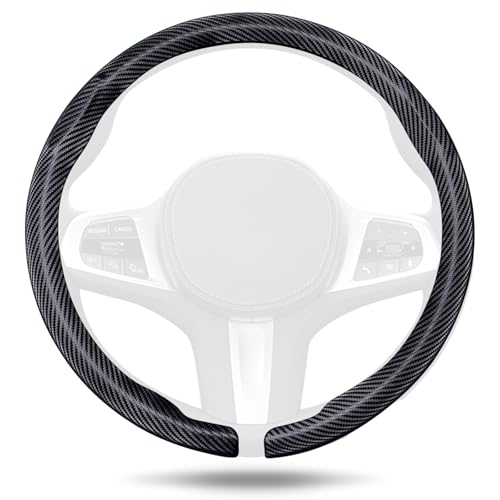 Aimato Car Steering Wheel Cover Carbon Fiber, Ultra-Thin Car Steering Wheel Cover,Comfortable & Breathable Microfiber,Universal Fit for Most Cars, Matte Black - color: Matte Black