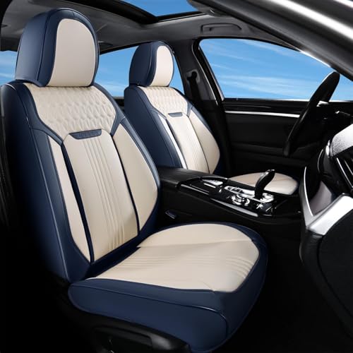 Coverado Front Seat Covers, Car Seat Covers Front Seats, Leather Seat Cover for Cars, Waterproof Seat Covers, Car Seat Protector, Driver Seat Cover Car Seat Cushion Universal for Most Cars, Blue&White - color: Air Backrest-Blue&White, size: Front