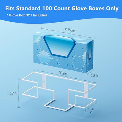 THYGIFTREE Glove Box Holder Wall Mount, Metal Dispenser Rack for Standard 100 Count Disposable Nitrile, Latex & Vinyl Glove Boxes, for Kitchen, Bathroom, Garage, White - color: White - 1Pack (Fits 100 Ct Box)