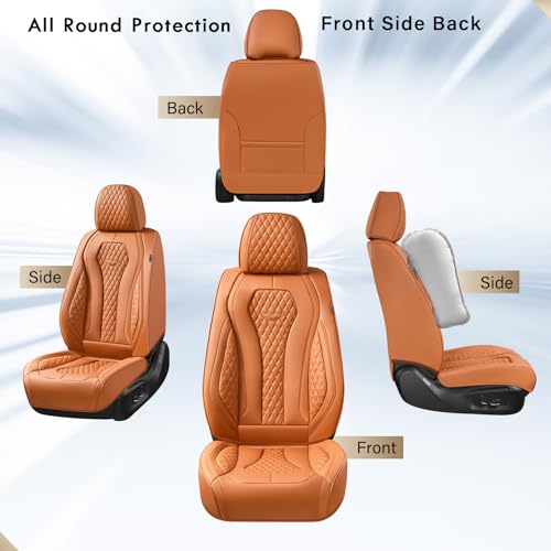 Coverado Seat Covers,Waterproof Seat Covers Front Seats, Brown Car Seat Cover, Luxury Front Car Seat Covers Leather Car Seat Protector, Automotive Car Seat Covers Universal Fit Most Cars - color: Brown, size: FrontPair