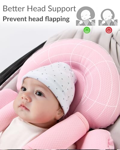 Generic Infant Insert Compatible with Mamaroo Swing & Graco Swing and Infant Car Seat, Newborn Insert Baby Head Body Support, Reversible Design, Breathable Soft Fabric, 1Pcs - Dots, Pink - color: Dots, Pink