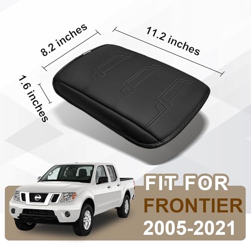Center Console Armrest Cover Fit for Nissan Frontier 2005-2021 & Xterra 2005-2015 Accessories, Comfort Armrest Pad Console Lid Cushion Vegan Leather Regular Thick - size: 7) 05-21 |Frontier| Black, Regular