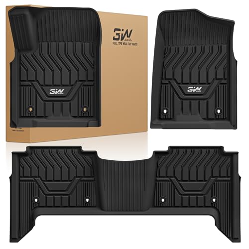 3W Floor Mats Fit for Nissan Armada 2017 2018 / Infiniti QX80 2014-2018 / Infiniti QX56 2011-2013, All Weather TPE Custom Fit Car Accessories 1st and 2nd Row Full Set Car Mats, Black - size: 2.Armada|17-18|Floor Mats