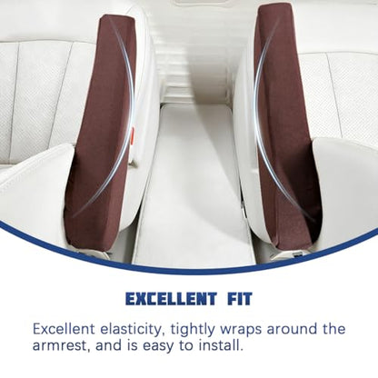 2PCS Car Front Seat Armrest Covers, Soft & Comfortable Elastic Fabric Vehicle Arm Rest Cushion, Stretch Automotive Center Console Skin Protector, Universal for Truck SUV Sedan (Coffee) - color: Coffee