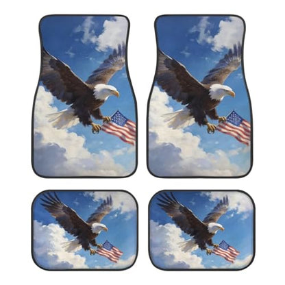 Eagle Print 4pcs Set Car Front & Back Seats Foot Mats Automobile Durable Floor Carpets for Women Men - color: Eagle
