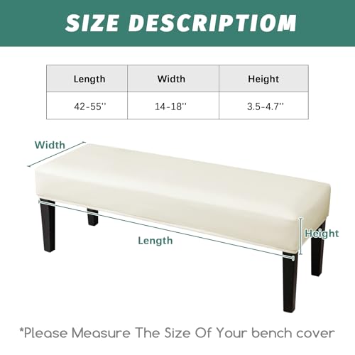 FUANGUI PU Waterproof Bench Cover, Stretch Dining Bench Cover for bedrooms, Living Rooms, Kitchens, Protector Chair Bench Piano Bench Seat Covers Stool Slipcover Removable, Washable - Beige - color: Pu Beige